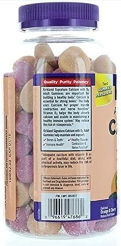 Kirkland Signature calcium gummies nutritional facts label