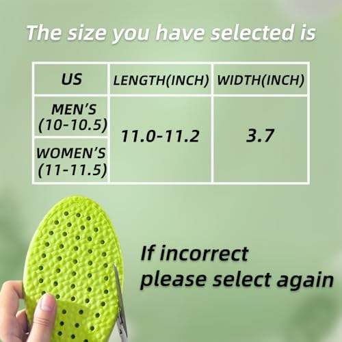 Trim-to-fit shoe inserts showing size guidelines on the bottom for men and women.