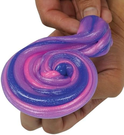 Glitter infused heat sensitive hypercolor thinking putty changing colors from hand warmth during hand therapy exercise