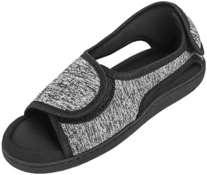 Orthopedic edema shoes with non slip rubber soles for elderly safety.