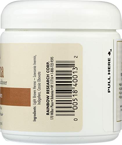 Close up of Rainbow Research henna jar for hair