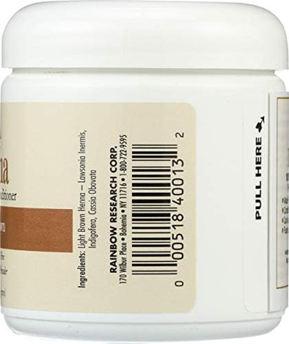 Close up of Rainbow Research henna jar for hair