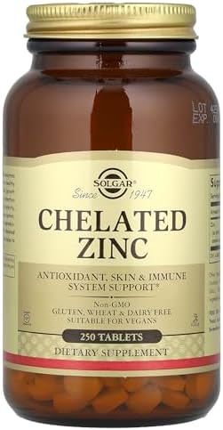 Solgar Chelated Zinc bottle cap and neck sleeve demonstrating secure factory sealing for authentic imports.