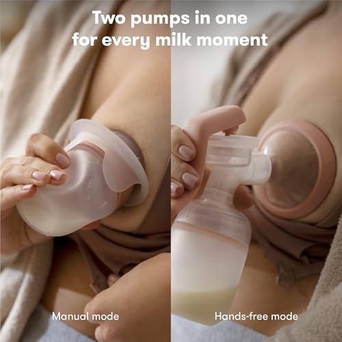 Frida Mom manual hand pump and hands free silicone suction components separated for assembly