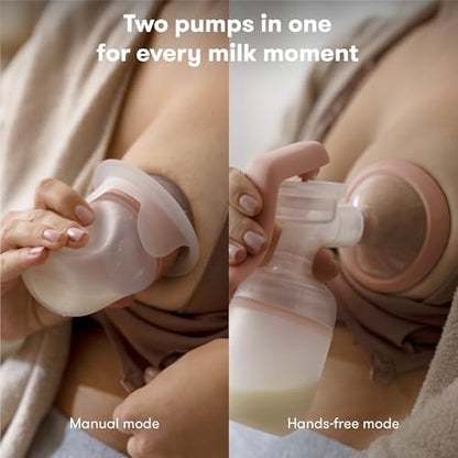 Frida Mom manual hand pump and hands free silicone suction components separated for assembly
