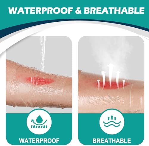Flexible stretchable transparent medical tape patch on skin joint area.