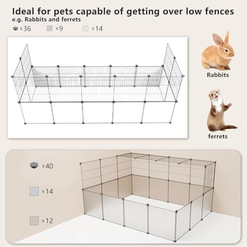 Rabbit Playpen Indoor, Transparent Clear + Wire Small Animal Playpen, 28 Panels (11.8") DIY Plastic Enclosure, Expandable Pet Fence Indoor for Guinea Pigs, Bunny, Hedgehogs, Puppies & Kittens - Image 5