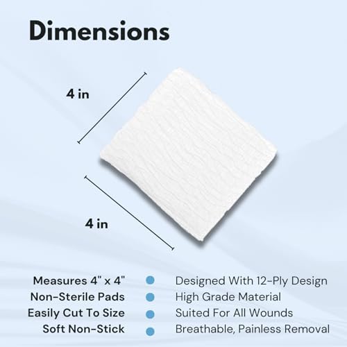 Dealmed non sterile wound care pads being pulled from the bulk pack