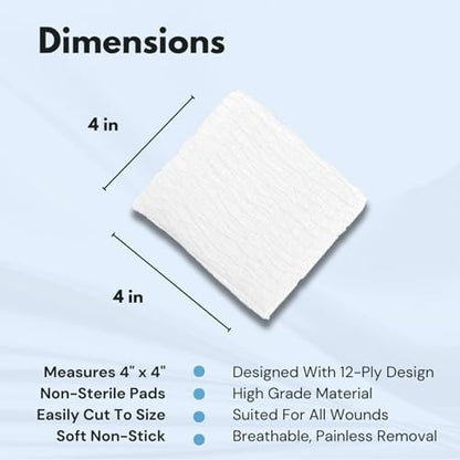 Dealmed non sterile wound care pads being pulled from the bulk pack