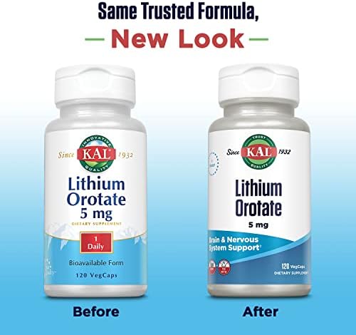 KAL Lithium Orotate supplement facts side view mood booster capsules