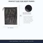 Close up view of the tear resistant mesh texture on the Giantree fountain water pump storage bag.