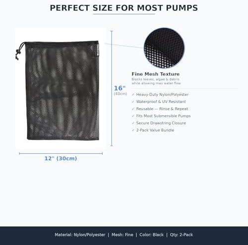 Close up view of the tear resistant mesh texture on the Giantree fountain water pump storage bag.
