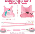 Pink child safety harness backpack with anti-lost wrist link
