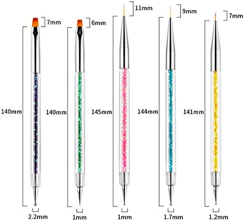 Ergonomic clear acrylic handles filled with colorful crystal rhinestones for comfortable grip.