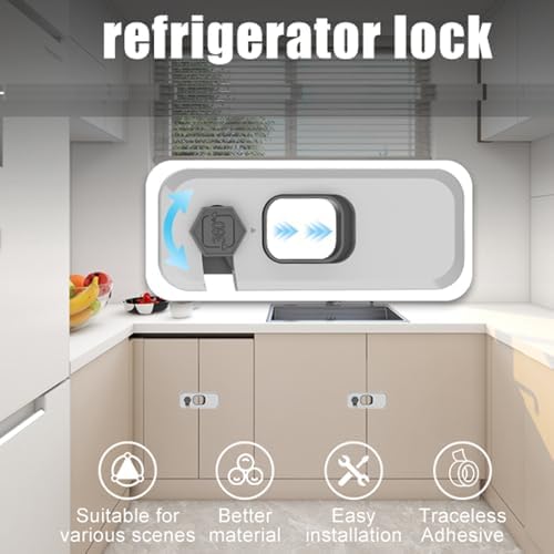 Wilbeva child safety lock installed on double door fridge