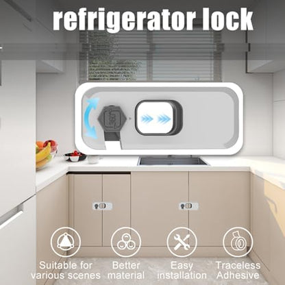 Wilbeva child safety lock installed on double door fridge