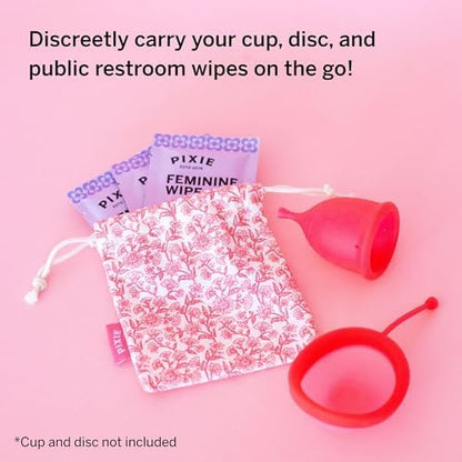 Breathable cotton drawstring bag for hygienic menstrual cup storage