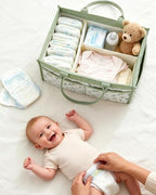 Tivellary baby diaper organizer placed on a modern nursery changing table