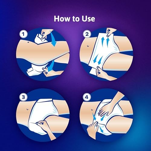 Tena ProSkin overnight diaper packaging back view with size details