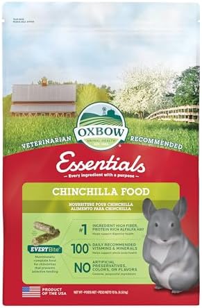 Oxbow alfalfa pellet diet for chinchillas back packaging details with complete ingredient list