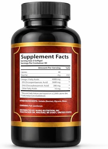 Athinika Nutrition Marq 3600mg fish oil supplement bottle label