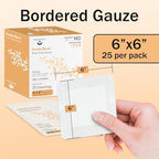 Individual sterile wrapped six inch by six inch adhesive gauze pad for surgical incision care.