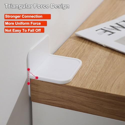 No drill anti tip wall anchor applied secretly behind a modern wooden dresser.