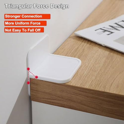 No drill anti tip wall anchor applied secretly behind a modern wooden dresser.