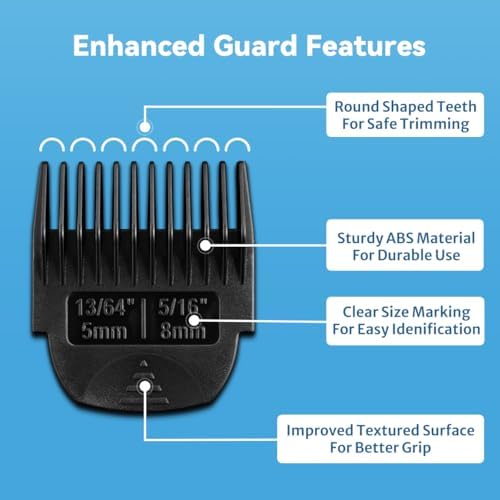 The complete four-piece grooming kit arranged to display all eight unique cutting lengths