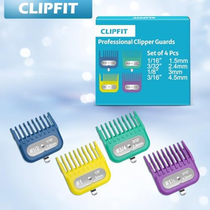 CLIPFIT clipper guards packaging set demonstrating premium imported hair styling accessories for precise home haircuts.
