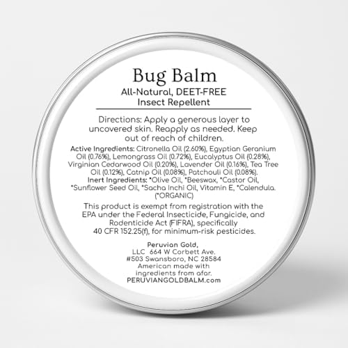 Peruvian Gold plant-based bug balm with citronella and lemongrass for family protection
