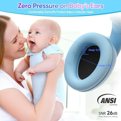 Toddler wearing Floriogra noise cancelling headphones in public setting