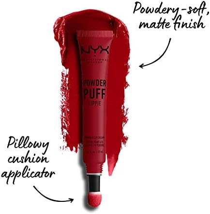 NYX cushion applicator tip close up with red matte lip cream