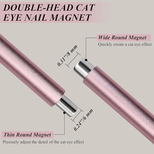 Close up of cat eye nail magnet pen and magnetic beads