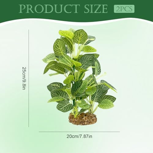 Close up view of the realistic green leaves on TYZEMKO silk aquarium plants.