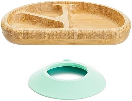 Munchkin eco-friendly bamboo plate top view