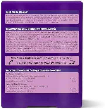 New Nordic Blue Berry supplement tablets box label