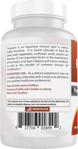 Imported Best Naturals potassium citrate container showing secure safety seal and product batch information