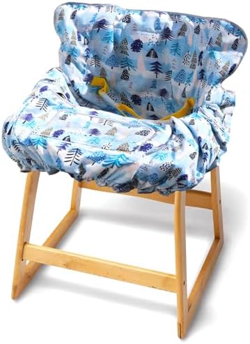 XiOiOiX machine washable shopping cart cushion being unrolled for public restaurant use