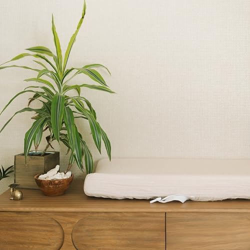 Little Unicorn organic cotton changing pad cover styled on baby nursery furniture