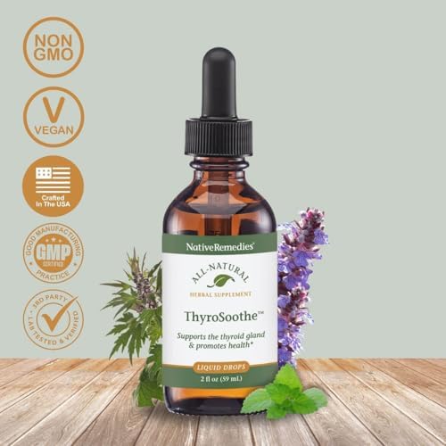 Native Remedies ThyroSoothe herbal thyroid support drops front view bottle for natural endocrine balance.