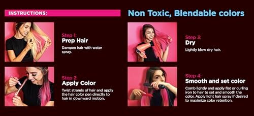 Vibrant temporary hair chalk application results on diverse hair textures and colors