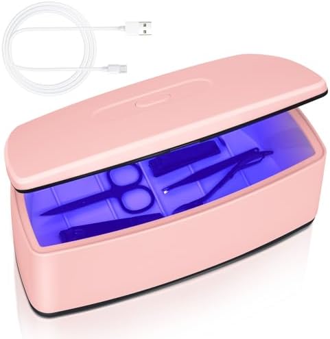 GoLashFun Nail Tools Sterilizer in Pink front view with lid closed