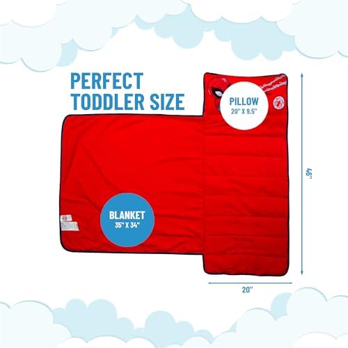 Spiderman nap mat rolled up with carry handle