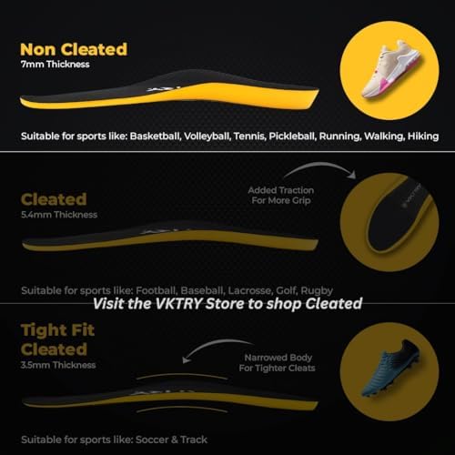 VKTRY carbon fiber athletic inserts side profile illustrating the patented curved shape.