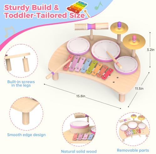 Stable four legged base assembly of the Rmischolar toddler percussion instrument set.