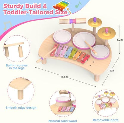 Stable four legged base assembly of the Rmischolar toddler percussion instrument set.