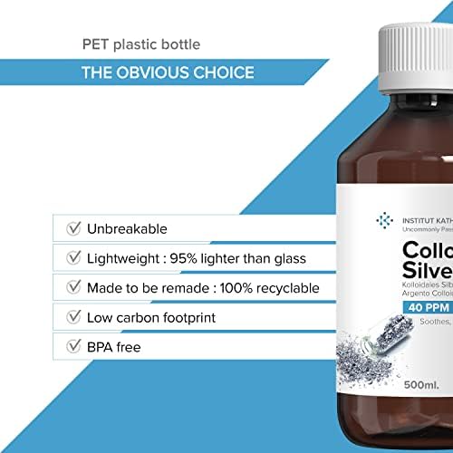 Institut Katharos colloidal silver bottle shown with dosing cap