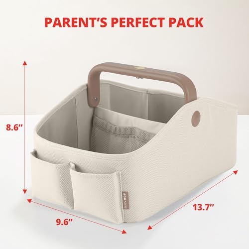 Interior view of Skip Hop diaper caddy with modular dividers