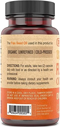 Deva Vegan Flax Seed Oil supplement bottle label details